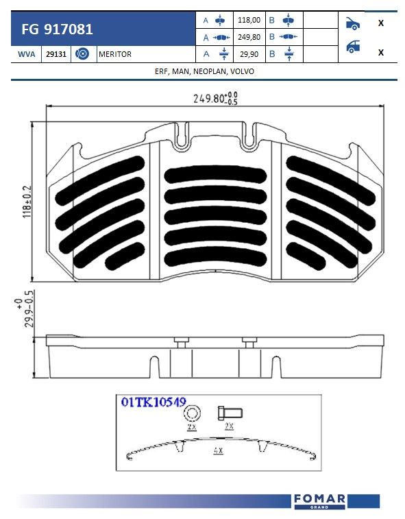 Set placute frana,frana disc FG 917081 FOMAR Friction